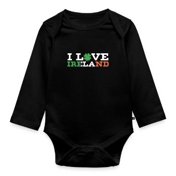 I love Ireland Irish St. Patrick's Day - Organic Longsleeve Baby Bodysuit - black - Front