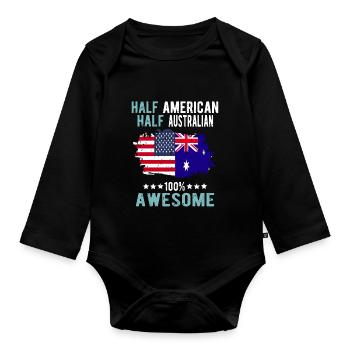 Halb Amerikaner Halb Australier - Baby Bio-Langarm-Body - Schwarz - Vorne