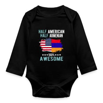 Halb Amerikaner Halb Armenier - Baby Bio-Langarm-Body - Schwarz - Vorne