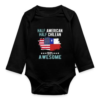 Half American Half Chilean - Organic Longsleeve Baby Bodysuit - black - Front