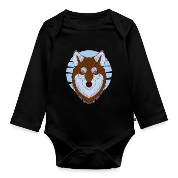 Siberian Husky - Organic Longsleeve Baby Bodysuit - black - Front