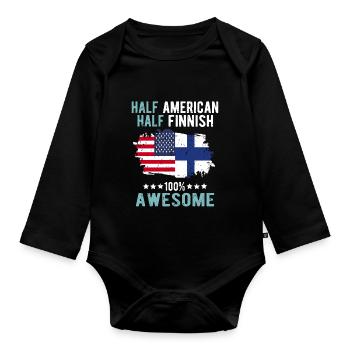 Half American Half Finn - Organic Longsleeve Baby Bodysuit - black - Front