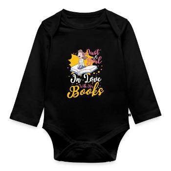 Book Reader Reading Literature Bookworm Gift Idea - Organic Longsleeve Baby Bodysuit - black - Front