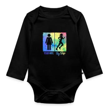 Fun Running Lovers Jogging Lovers Runners - Organic Longsleeve Baby Bodysuit - black - Front