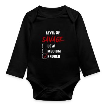 Level of Savage: ANDREA Checkmark Novelty Custom N - Baby Bio-Langarm-Body - Schwarz - Vorne