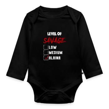 Level of Savage: ALAINA Checkmark Novelty Custom N - Baby Bio-Langarm-Body - Schwarz - Vorne