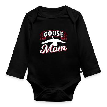 Gänsemutter Mama Gans Haustier Gänse Tier - Baby Bio-Langarm-Body - Schwarz - Vorne