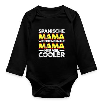 Spanierin Spanienische Mama Spanien Mutter Espana - Baby Bio-Langarm-Body - Schwarz - Vorne