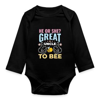 He Or She Great Uncle To Bee Great Uncle - Organic Longsleeve Baby Bodysuit - black - Front