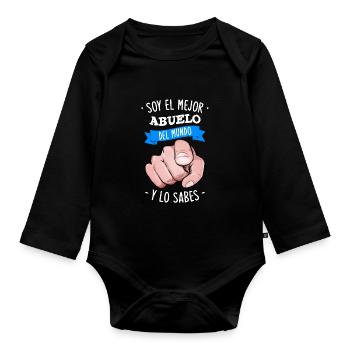 Soy El Mejor Abuelo Del Mundo Y Lo Sabes - Body Bébé bio manches longues - noir - Devant