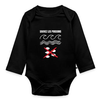 Sauvez les poissons - Body Bébé bio manches longues - noir - Devant