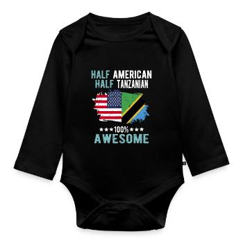 Moitié américain moitié tanzanien - Body Bébé bio manches longues - noir - Devant