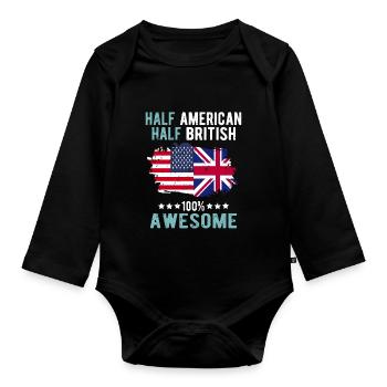 Moitié américain moitié britannique - Body Bébé bio manches longues - noir - Devant