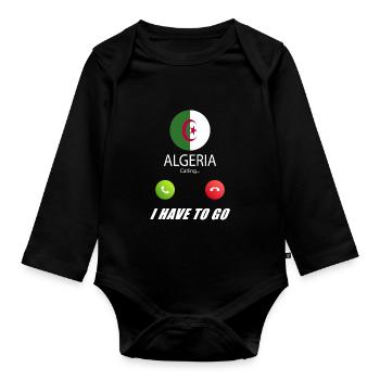 Algeria calls lusiger flags saying - Organic Longsleeve Baby Bodysuit - black - Front