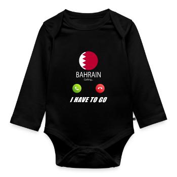 Bahrain ruft an Lusiger Flaggen Spruch - Baby Bio-Langarm-Body - Schwarz - Vorne