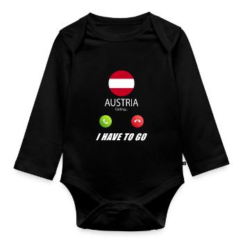 Austria calls to Lusiger flags slogan - Organic Longsleeve Baby Bodysuit - black - Front