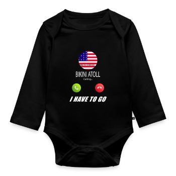 Bikini Atoll ruft an Lusiger Flaggen Spruch - Baby Bio-Langarm-Body - Schwarz - Vorne