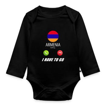 Armenia calls lusiger flags saying - Organic Longsleeve Baby Bodysuit - black - Front