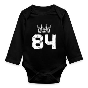 84 Number crown - Organic Longsleeve Baby Bodysuit - black - Front