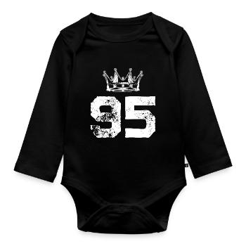 95 Couronne numérique - Body Bébé bio manches longues - noir - Devant