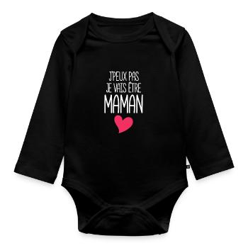 J'peux Pas Je Vais Être Maman, Enceinte, Future - Body Bébé bio manches longues - noir - Devant