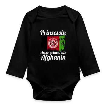Prinzessin Afghane Afghanisches Afghanistan - Baby Bio-Langarm-Body - Schwarz - Vorne