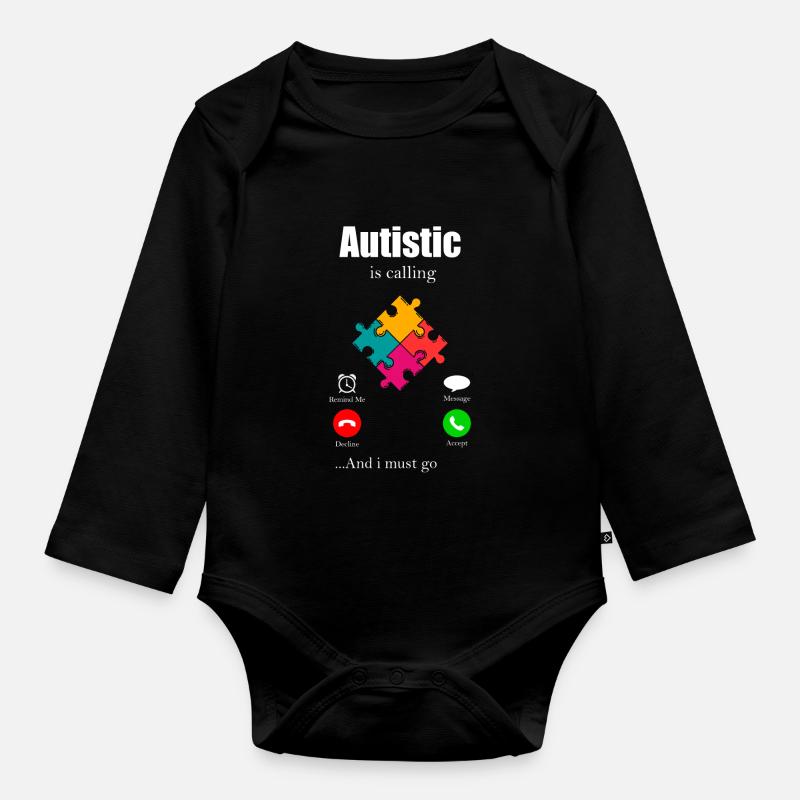 Autismus Geschenk Autist Asperger ADHS Autism - Baby Bio-Langarm-Body - Schwarz