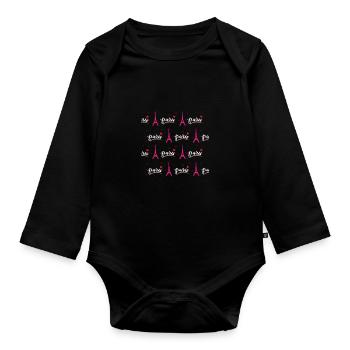Paris France Bonjour - Body Bébé bio manches longues - noir - Devant