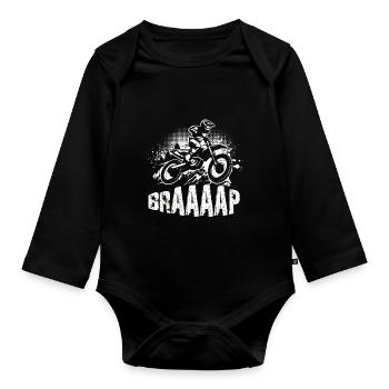 Motocross Gift for Enduro Supermoto Dirt Bike - Organic Longsleeve Baby Bodysuit - black - Front