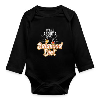 All About A Balanced Diet - Organic Longsleeve Baby Bodysuit - black - Front