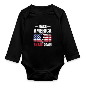 Make America Skate Again Skateboard Vêtements - Body Bébé bio manches longues - noir - Devant