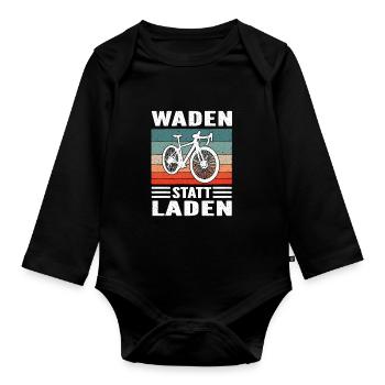 Rennrad Radsport retro Sunset für Rennradfahrer - Baby Bio-Langarm-Body - Schwarz - Vorne