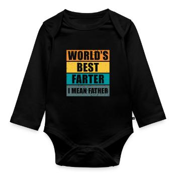 Farter Vater Furzen Spaß Spruch Lustiges Vatertag - Baby Bio-Langarm-Body - Schwarz - Vorne
