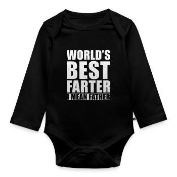 Farter Vater Furzen Spaß Spruch Lustiges Vatertag - Baby Bio-Langarm-Body - Schwarz - Vorne