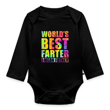 Farter Vater Furzen Spaß Spruch Lustiges Vatertag - Baby Bio-Langarm-Body - Schwarz - Vorne