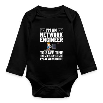 Netzwerkingenieur Network Engineer Computer - Baby Bio-Langarm-Body - Schwarz - Vorne