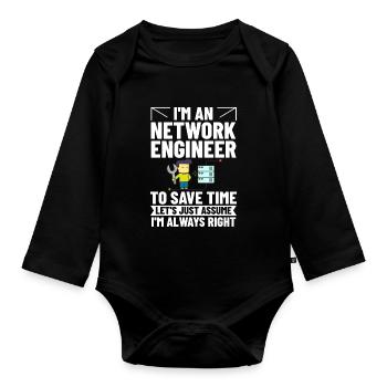 Netzwerkingenieur Network Engineer Computer - Baby Bio-Langarm-Body - Schwarz - Vorne