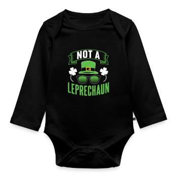 No leprechaun Irish Leprechaun St Patrick's Day Irish - Organic Longsleeve Baby Bodysuit - black - Front