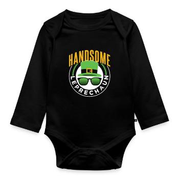Joli leprechaun irlandais Leprechaun St Patrick’s Day - Body Bébé bio manches longues - noir - Devant