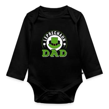 Goblin Papa Leprechaun Irish St Patrick's Day Irish - Organic Longsleeve Baby Bodysuit - black - Front