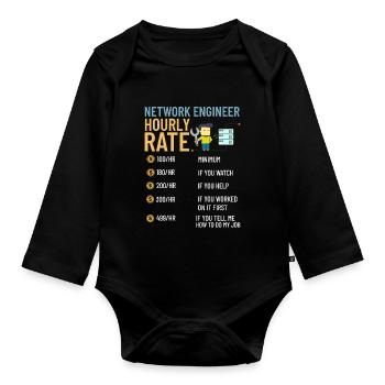Netzwerkingenieur Network Engineer Computer - Baby Bio-Langarm-Body - Schwarz - Vorne