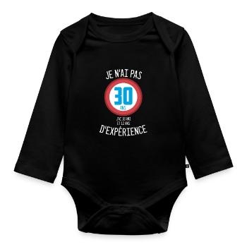 Je N'ai Pas 30 Ans. J'ai 18 Ans Et 12 Ans - Body Bébé bio manches longues - noir - Devant