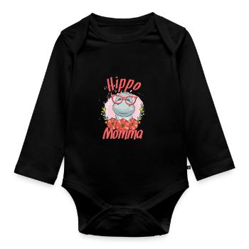 Hippo Mama - Body Bébé bio manches longues - noir - Devant