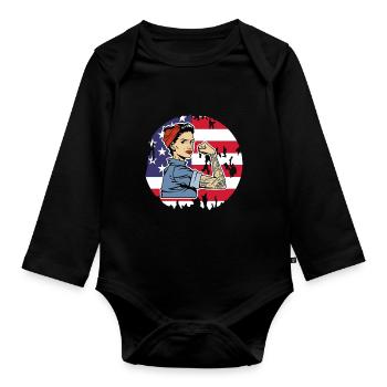 États-Unis Amérique Américain Américain - Body Bébé bio manches longues - noir - Devant
