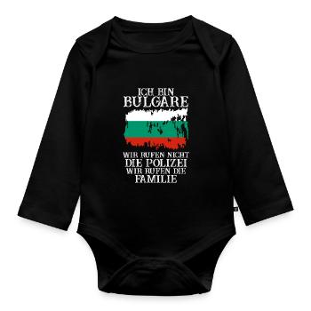 Balkan Bulgarien Bulgare Bulgarisches - Baby Bio-Langarm-Body - Schwarz - Vorne