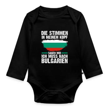 Balkan Bulgarien Bulgare Bulgarisches - Baby Bio-Langarm-Body - Schwarz - Vorne