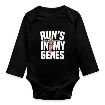 Motif marathon pour les coureurs et les joggeurs - Body Bébé bio manches longues - noir - Devant