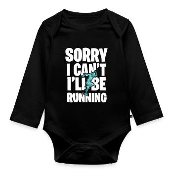 Marathon Motiv für Läufer & Jogger - Baby Bio-Langarm-Body - Schwarz - Vorne