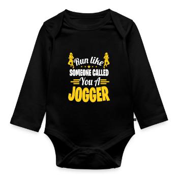 Motif marathon pour coureurs et joggeurs - Body Bébé bio manches longues - noir - Devant