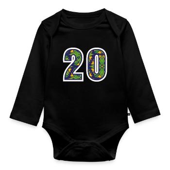 20 Zahl Grün - Baby Bio-Langarm-Body - Schwarz - Vorne